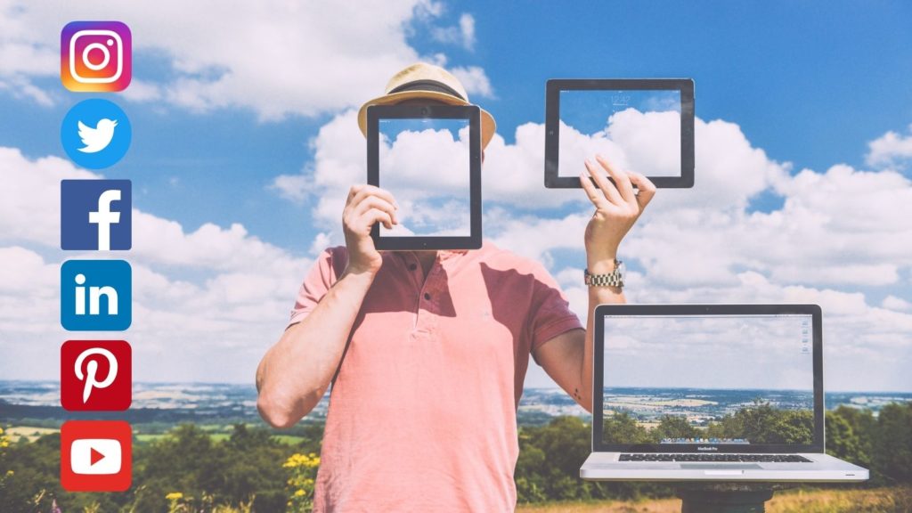 Different image sizes and various social media icons